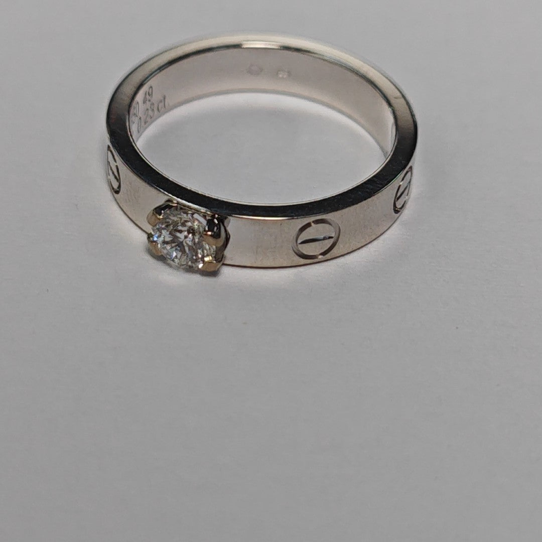 LOVE 18k White Gold Silver Ring EU 49