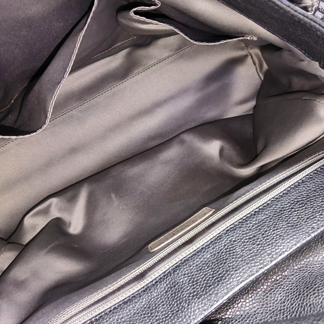 Quilted Grained Calfskin Top Handle Bag Gray