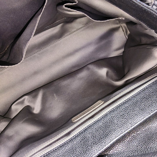 Quilted Grained Calfskin Top Handle Bag Gray