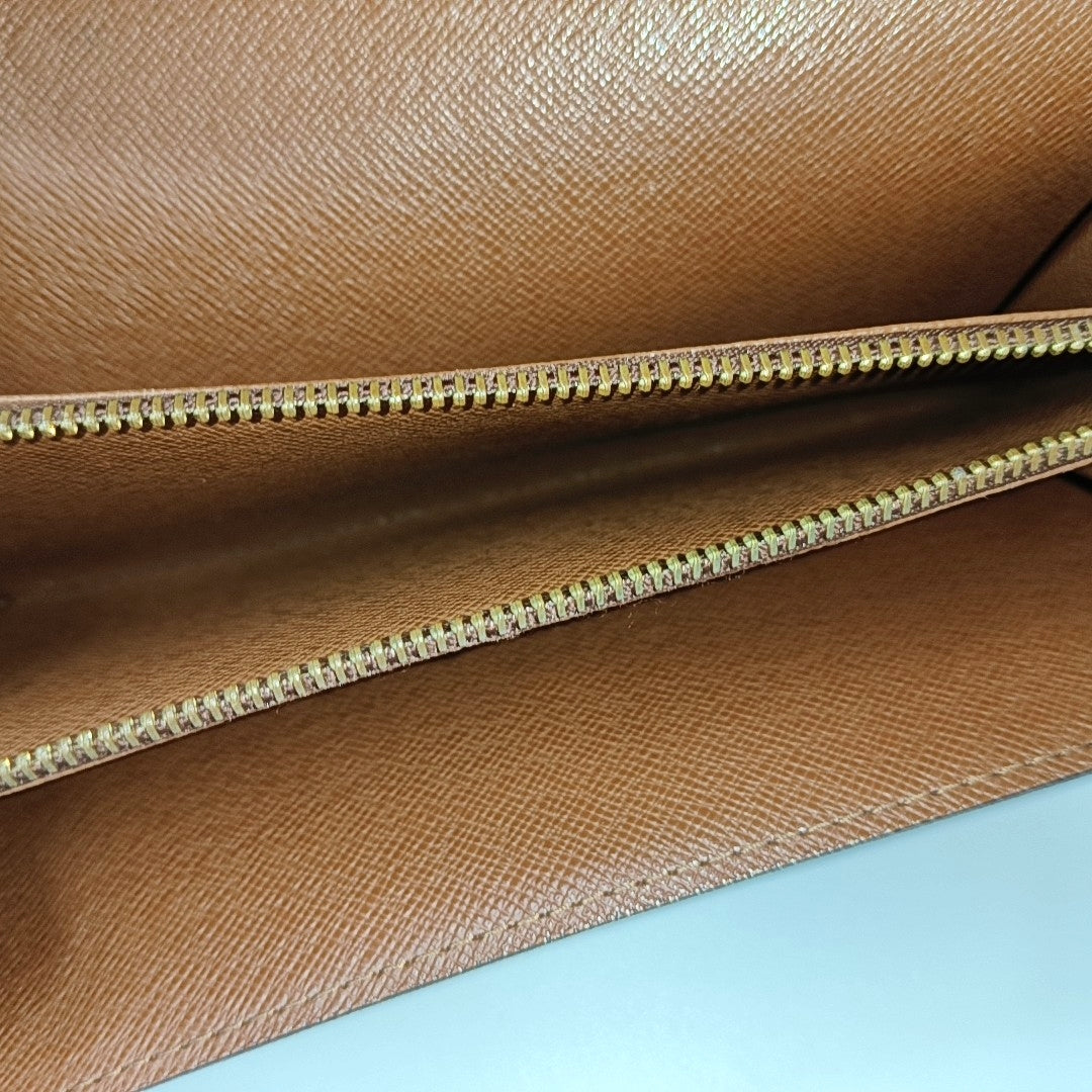 PORTE MONNAIE Monogram Coated Canvas Brown Wallet