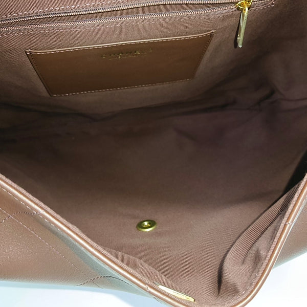 Quilted Calfskin Top Handle Bag Brown