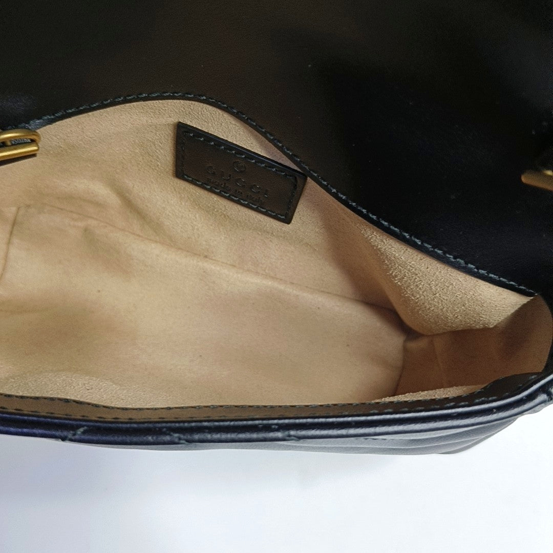 GG Marmont Mini Quilted Calfskin Black