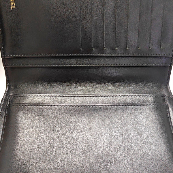 BOY CHANEL Mini Quilted Grained Calfskin Black Wallet