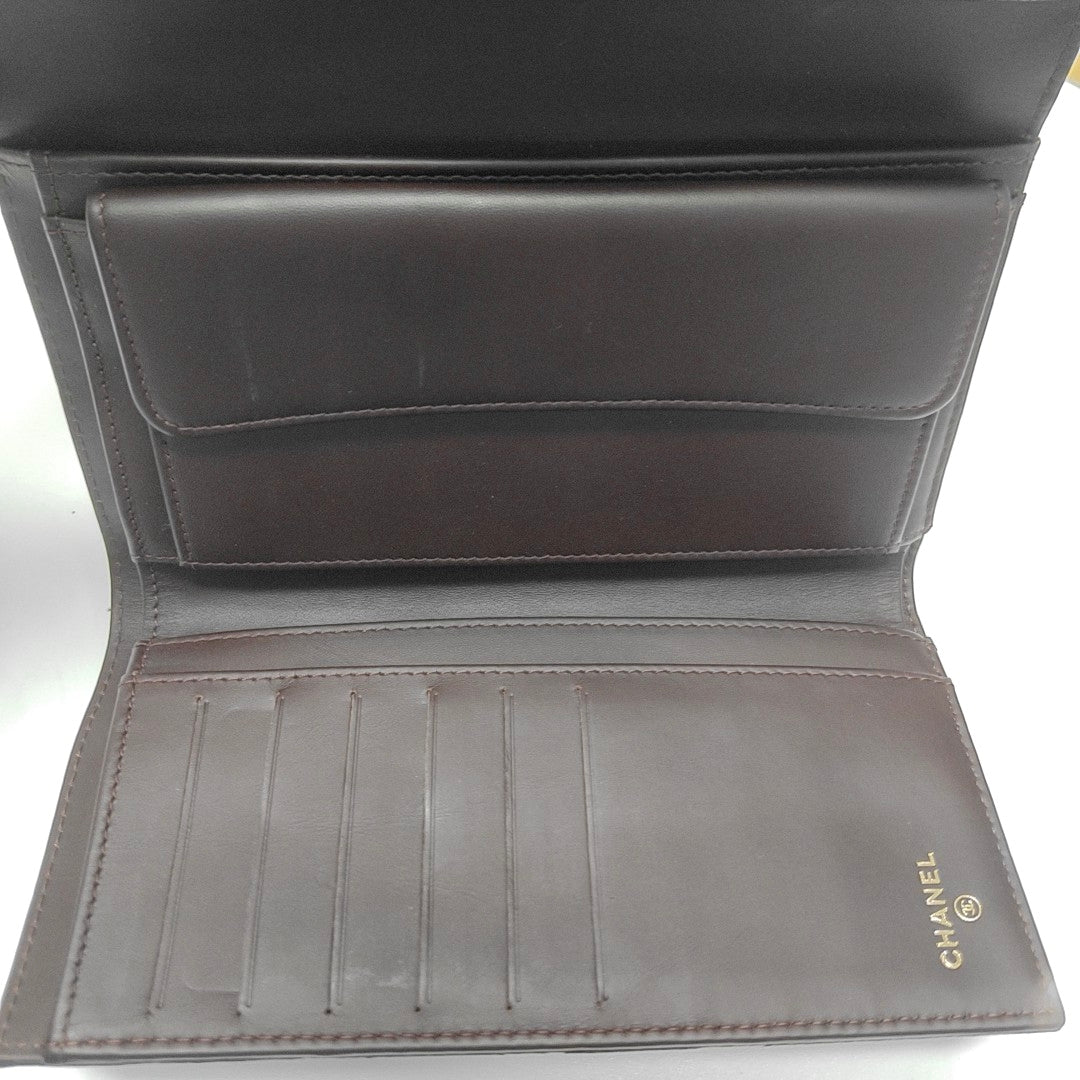 Quilted Grained Calfskin Wallet Black