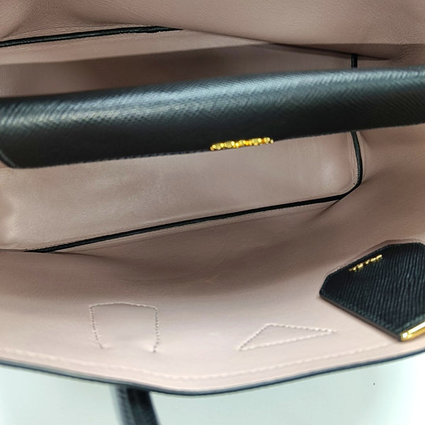 Double Large Saffiano Calfskin Black