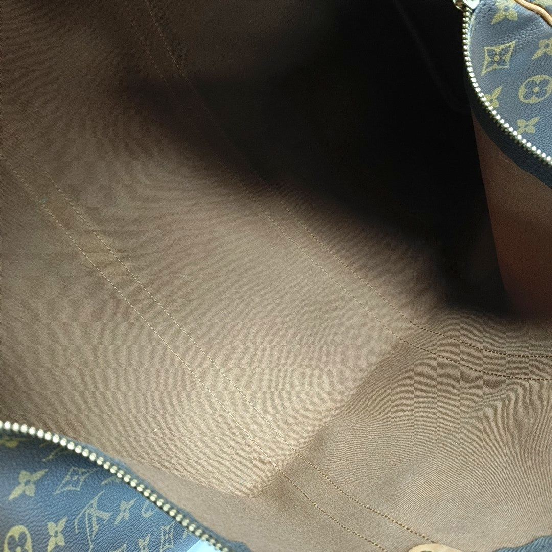 KEEPALL 60 Monogram Coated Canvas Brown