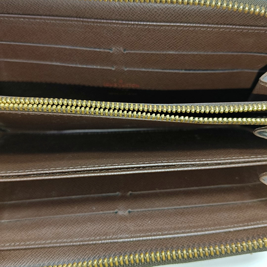 ZIPPY Damier Ebene Coated Canvas Brown Wallet