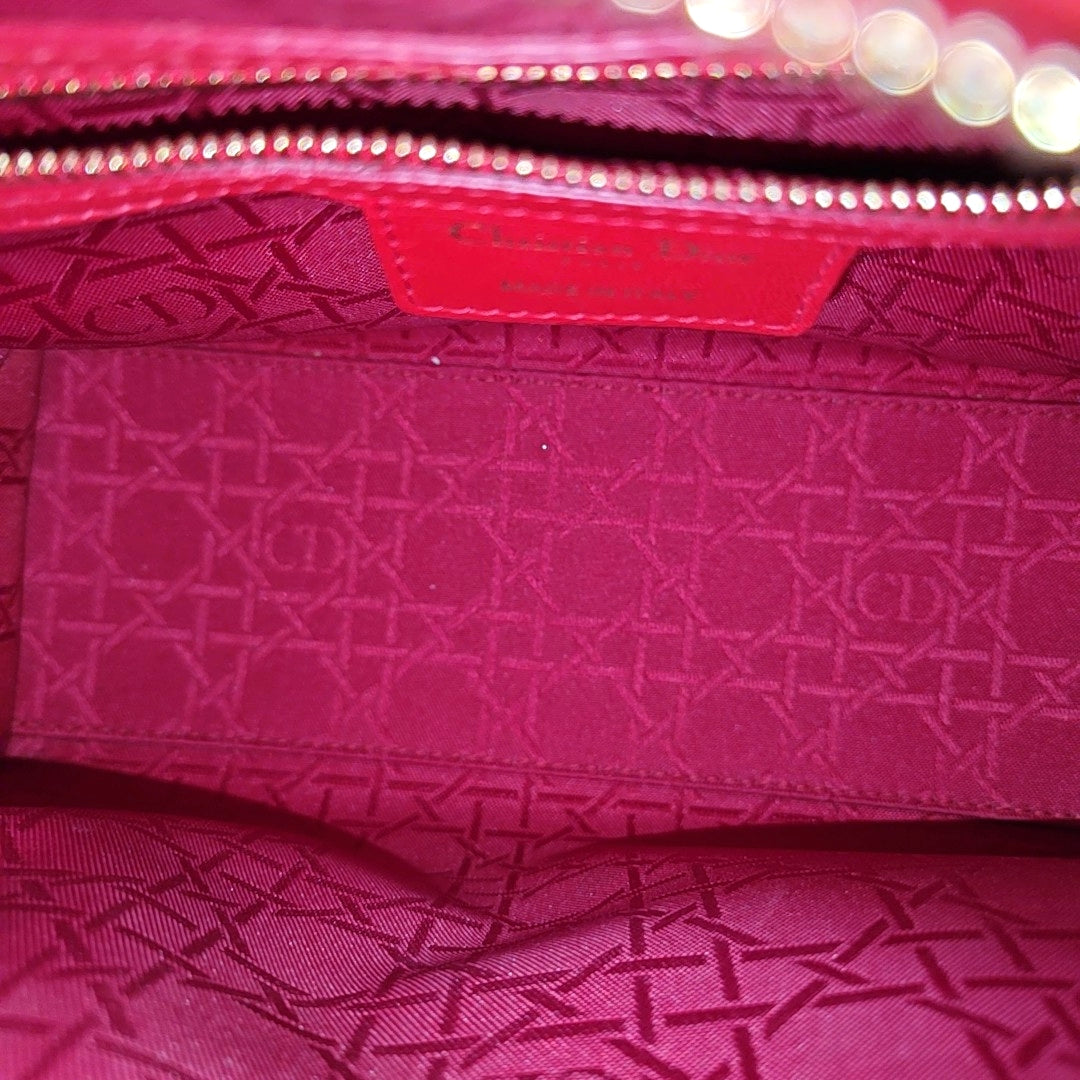 Lady Dior Medium Cannage Lambskin Red