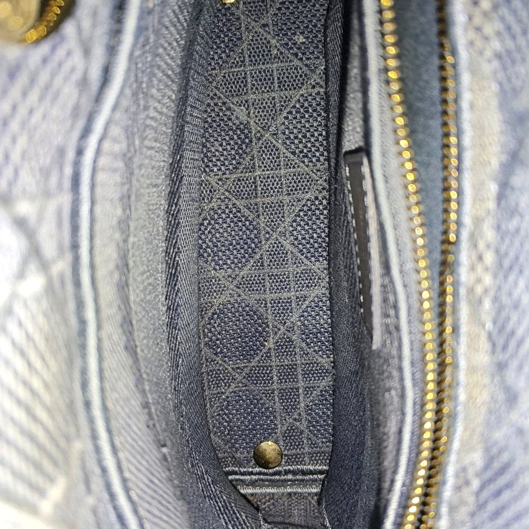 Lady D-Lite Medium Cannage Canvas Blue