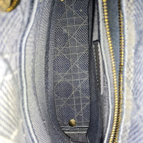 Lady D-Lite Medium Cannage Canvas Blue