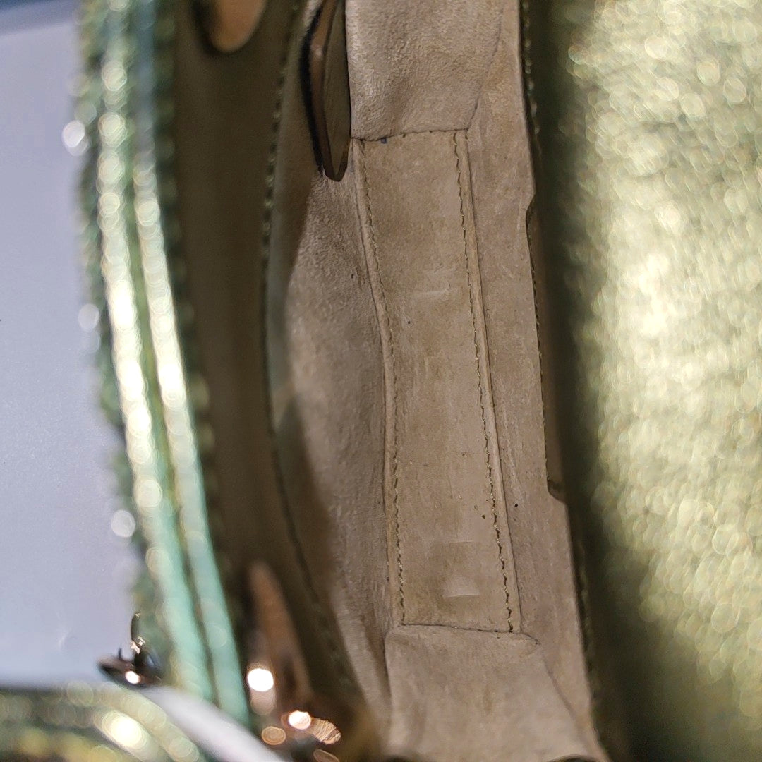 Authenticated pre-owned  Lady Dior Super Mini Cannage Special Material Green - Shoulder Bag at Looply