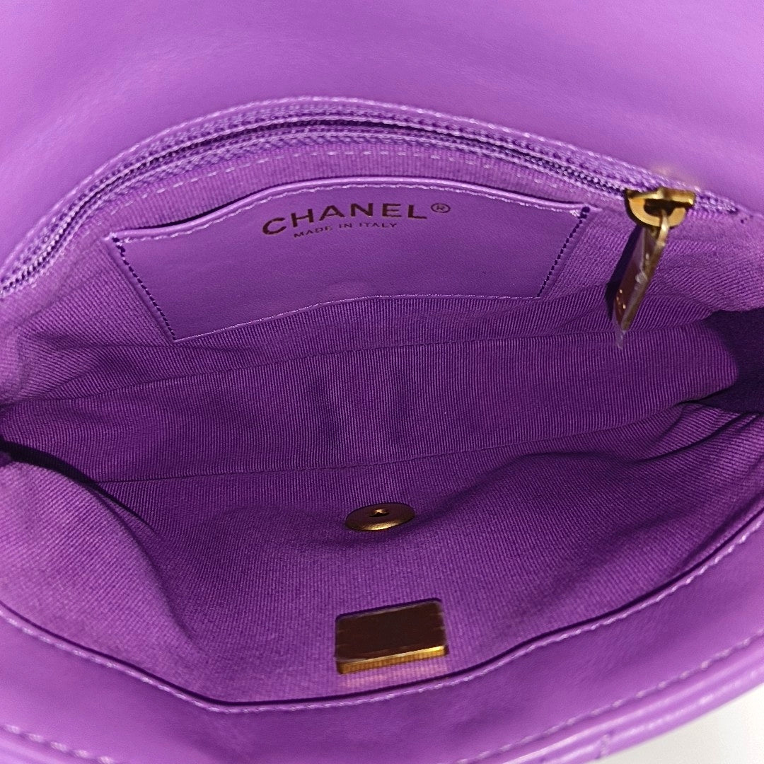 Quilted Lambskin Shoulder Bag Purple