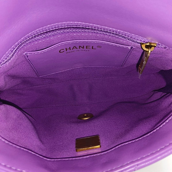 Quilted Lambskin Shoulder Bag Purple