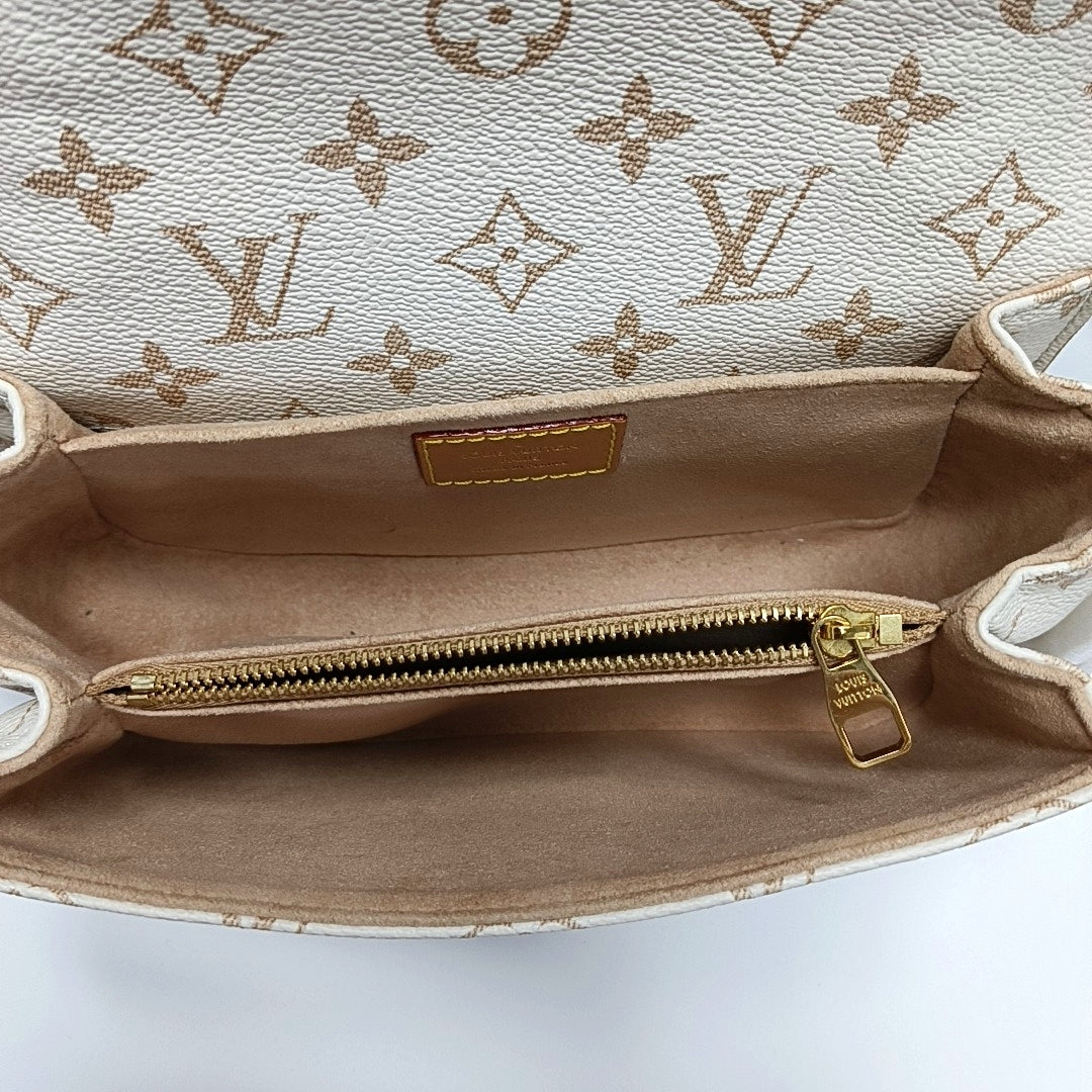 Monogram Coated Canvas Shoulder Bag PM White