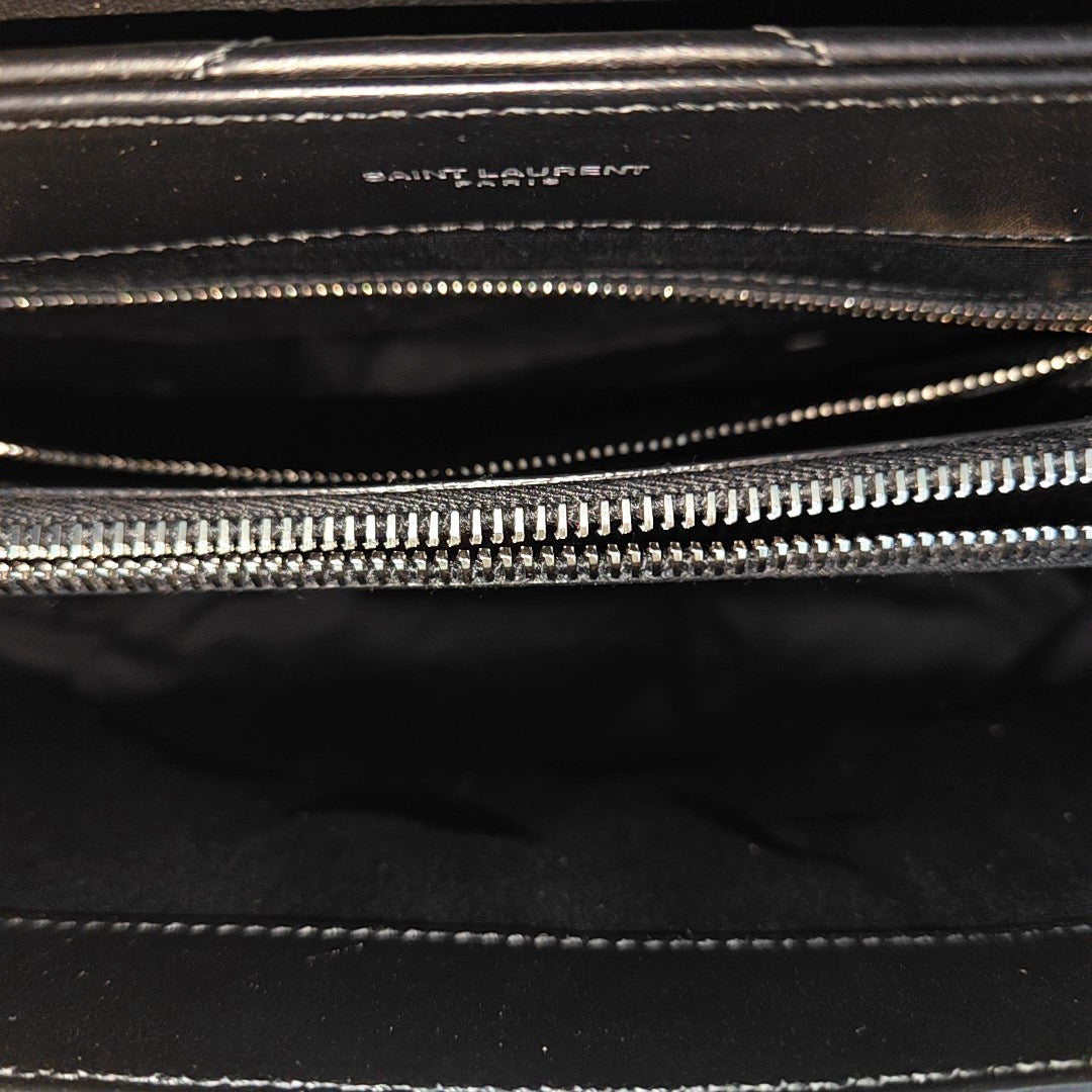 LOULOU Medium Chevron Calfskin Black