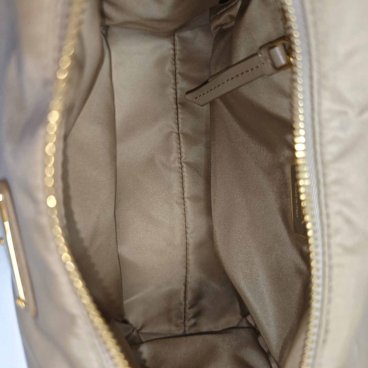 Nylon Top Handle Bag Brown