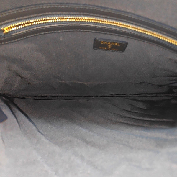 BOY CHANEL Large Quilted Grained Calfskin Blue