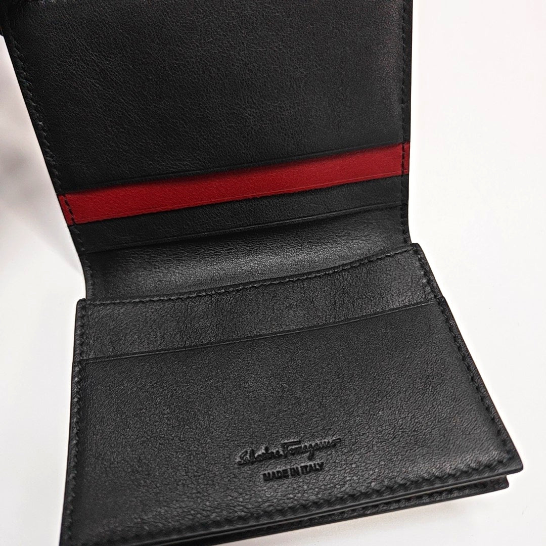 Gancini Coated Canvas Black Card Holder