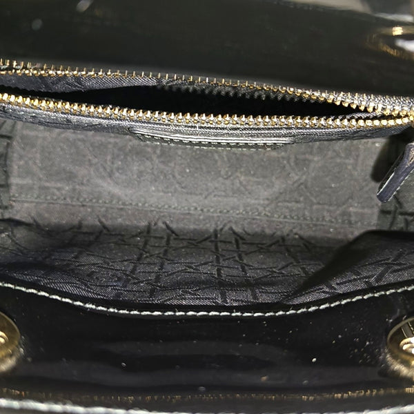 Lady Dior Mini Quilted Patent Leather Black