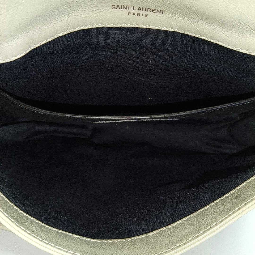 NIKI Small Chevron Calfskin White