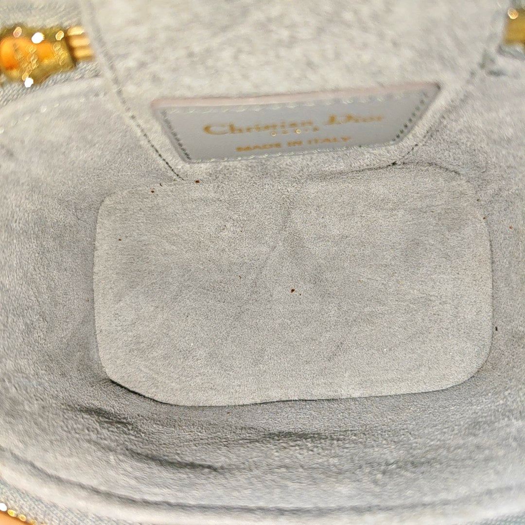 Authenticated pre-owned  Lady Dior Super Mini Quilted Lambskin Grey - Shoulder Bag at Looply
