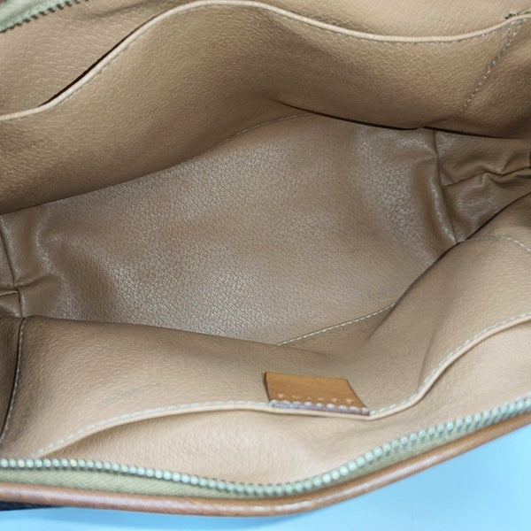 Coated Canvas Clutch Brown