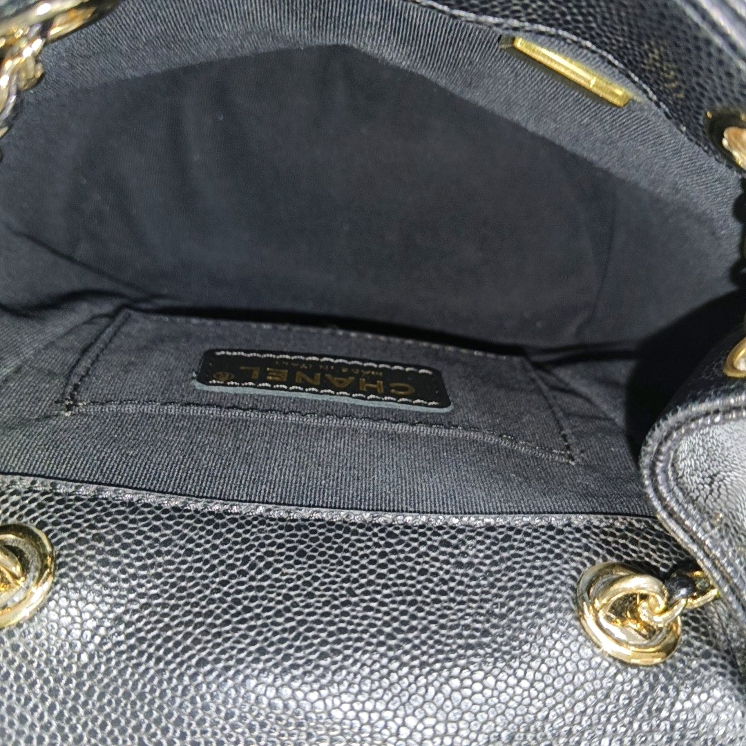 DUMA Small Quilted Grained Calfskin Black