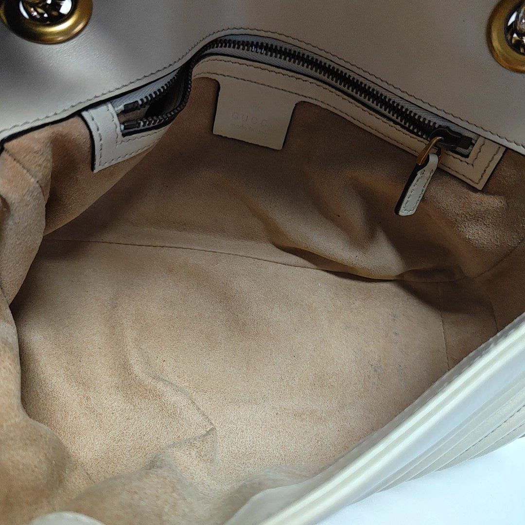 GG Marmont Medium Quilted Calfskin White