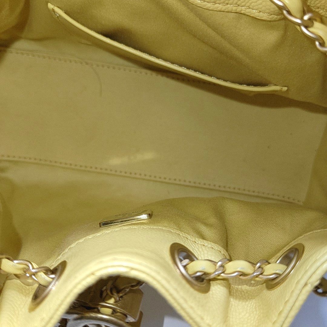 CHANEL 25 Quilted Grained Calfskin Yellow