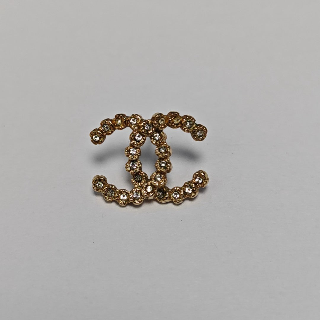 CC Logo Metal Gold Stud Earrings