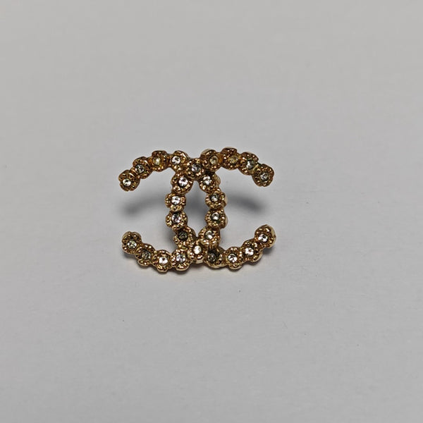 CC Logo Metal Gold Stud Earrings