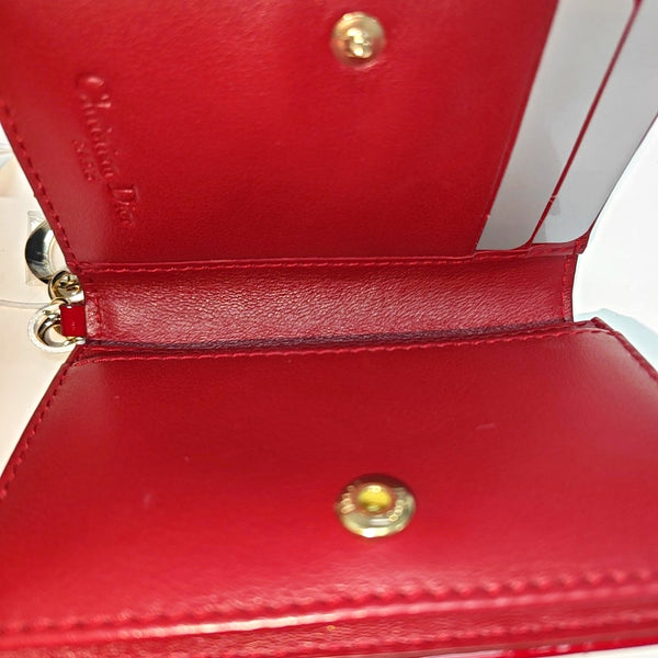 Lady Dior Cannage Patent Leather Red Card Holder