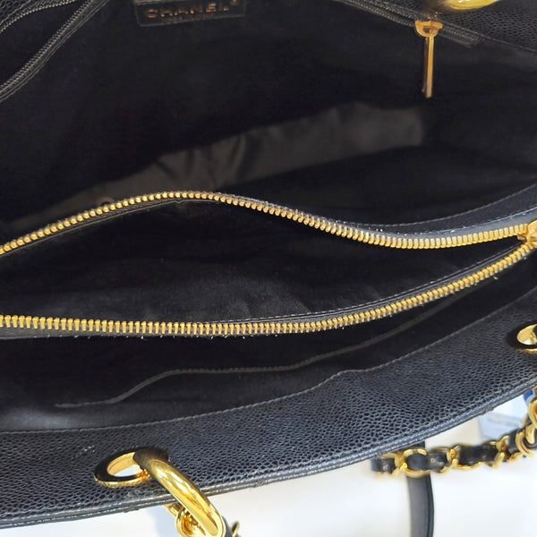 CHANEL GST Large Quilted Grained Calfskin Black