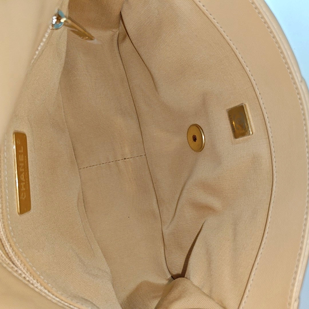 CHANEL 19 Small Quilted Lambskin Beige