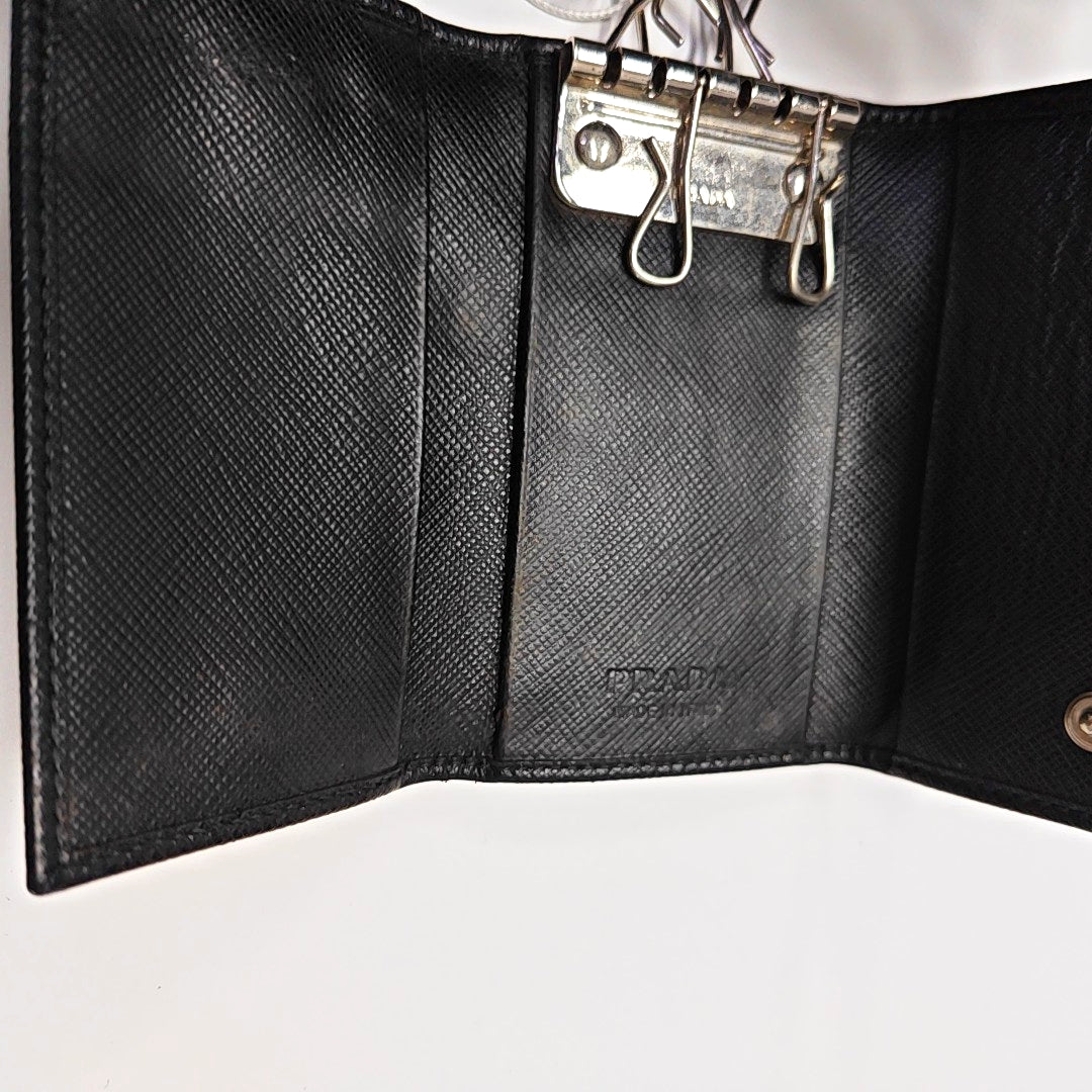 Saffiano Calfskin Key Pouch Black