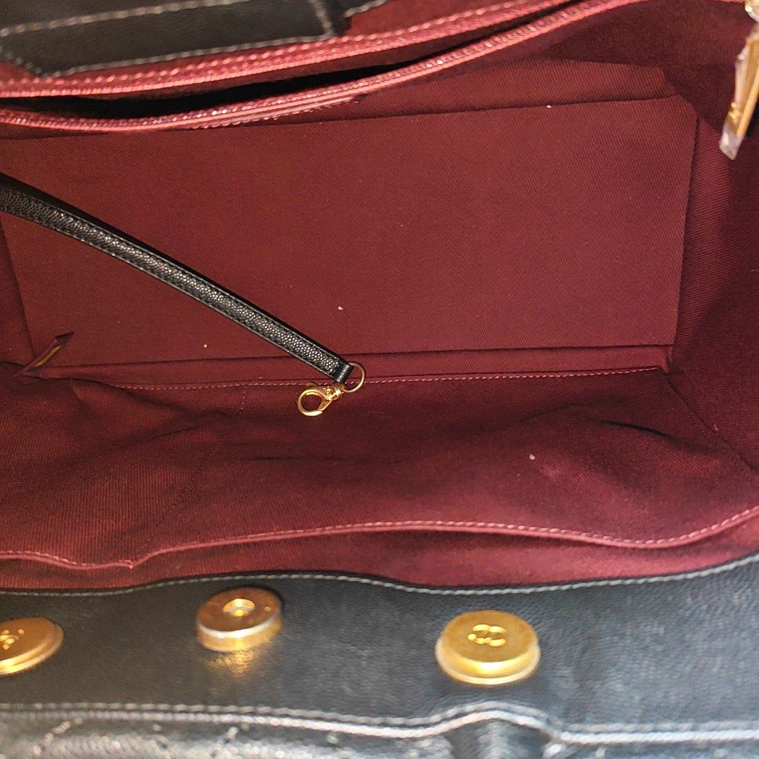 Quilted Grained Calfskin Tote Bag Black
