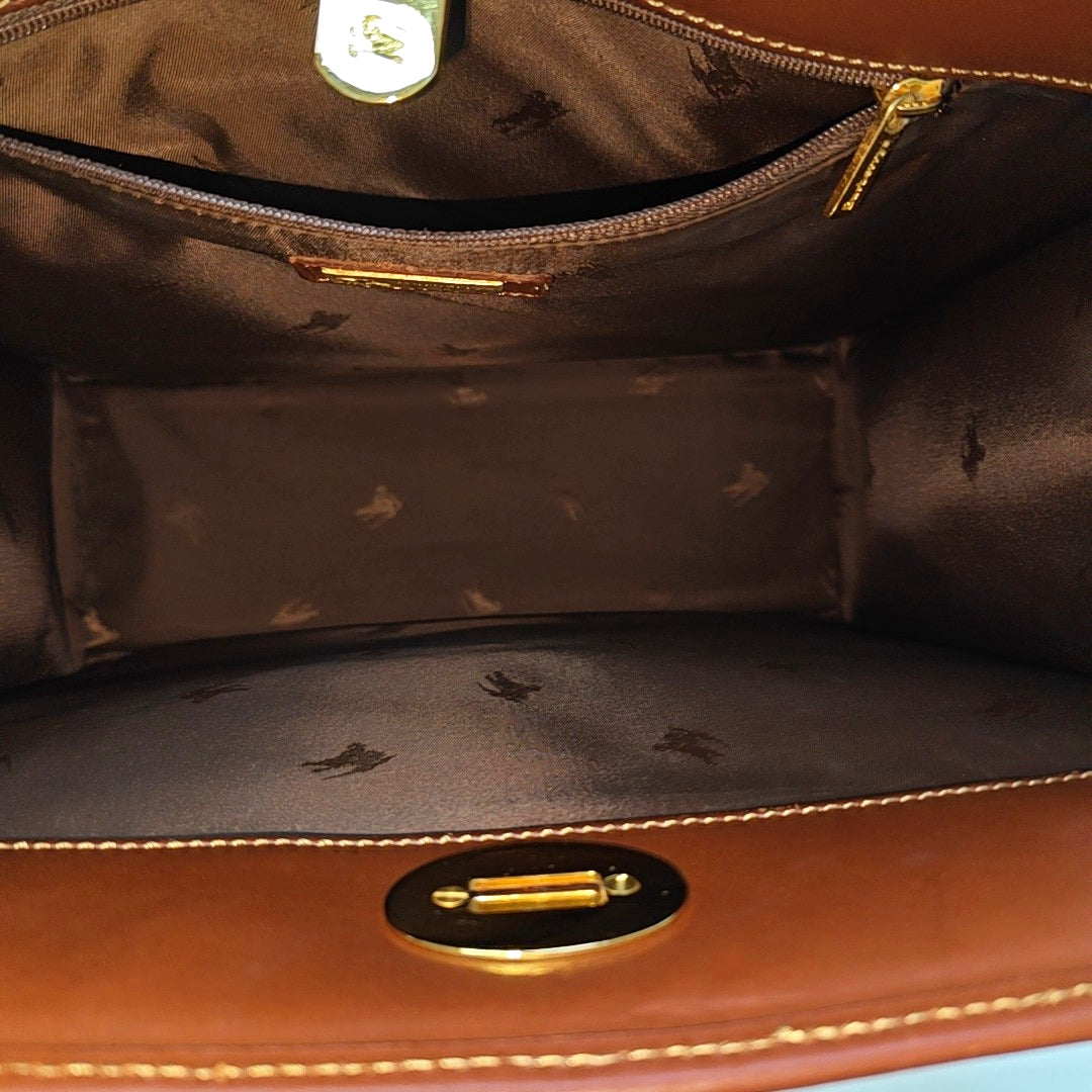 Coated Canvas Top Handle Bag Brown