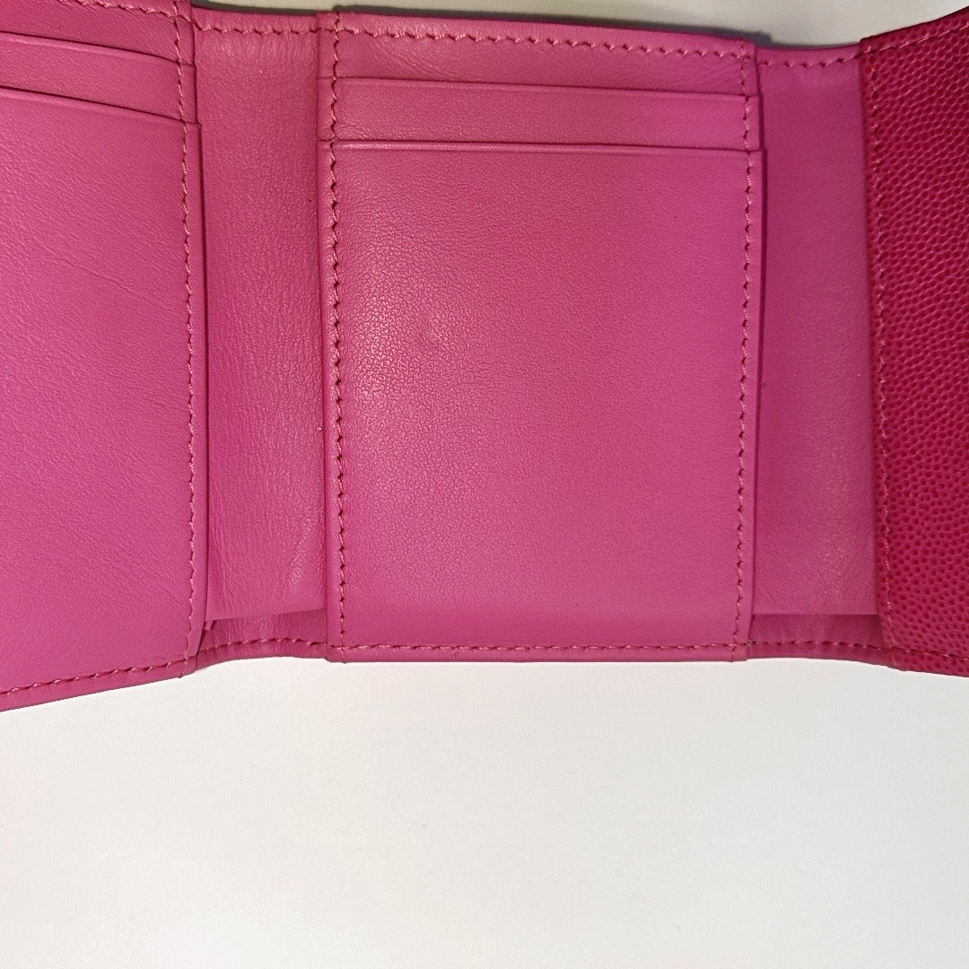 CLASSIC FLAP Quilted Grained Calfskin Pink Wallet
