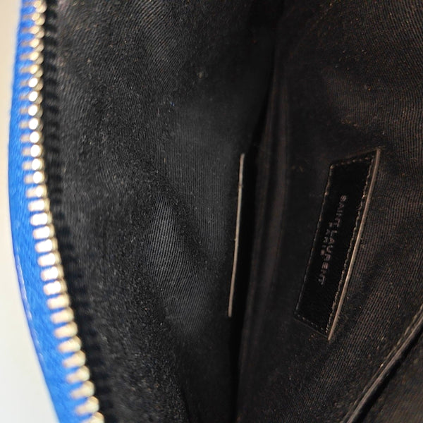 CASSANDRE Chevron Calfskin Blue Wallet