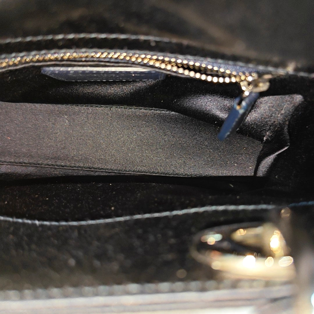Lady Dior Mini Silk Satin Blue