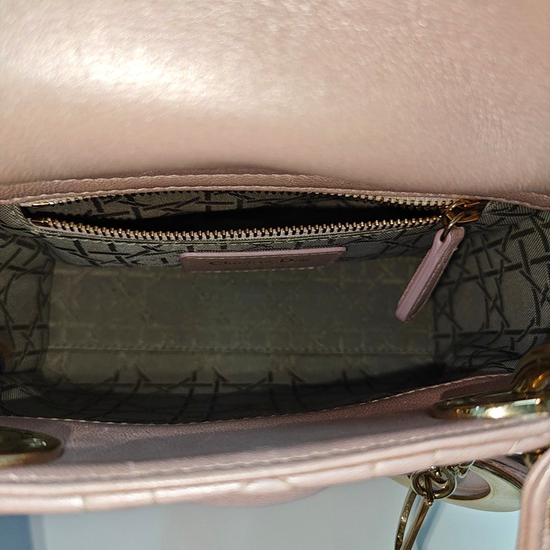Lady Dior Mini Cannage Lambskin Pink
