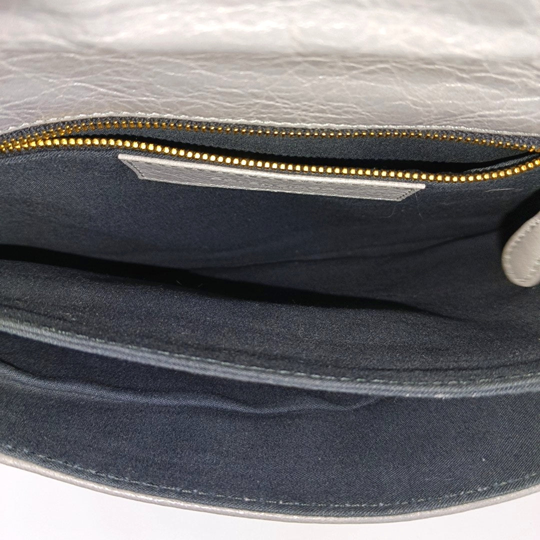 Classic Metallic Edge City Small Calfskin Gray