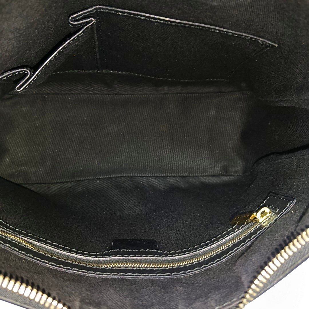 Coated Canvas Shoulder Bag Black
