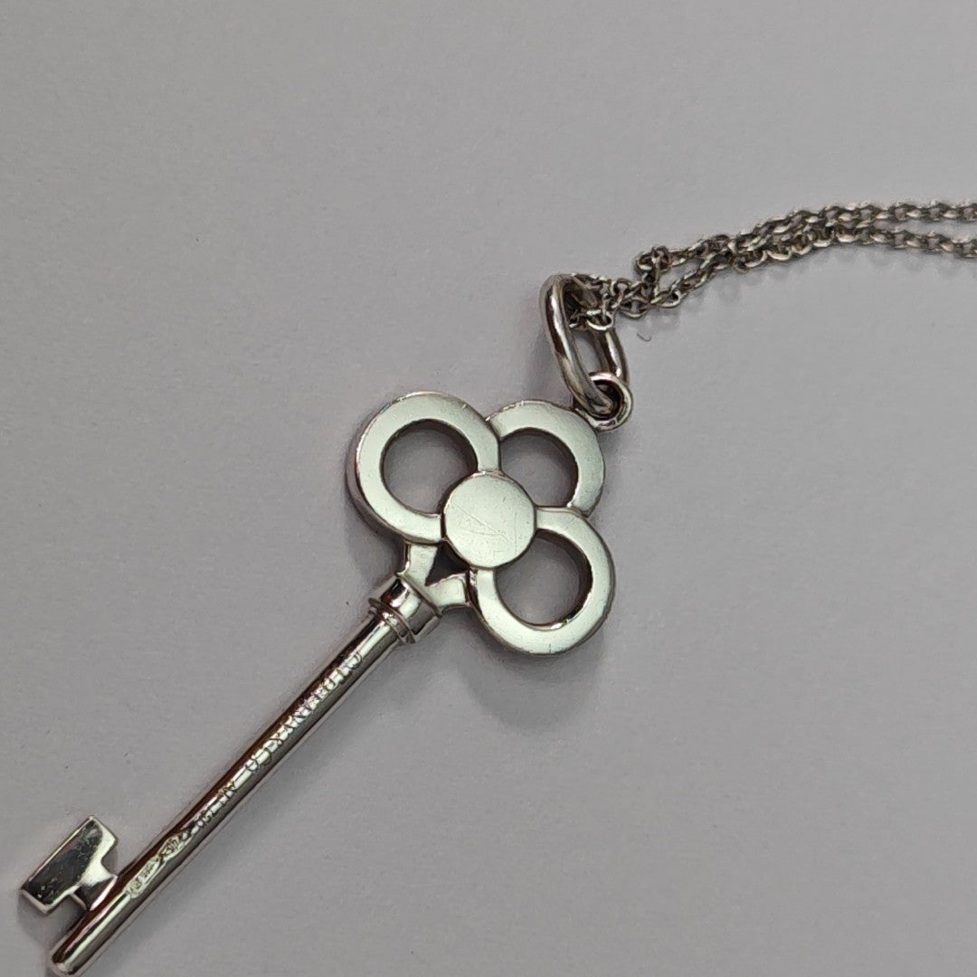 Tiffany Keys 18k White Gold Silver Necklace
