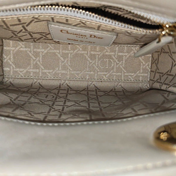 Lady Dior Mini Cannage Lambskin Silver
