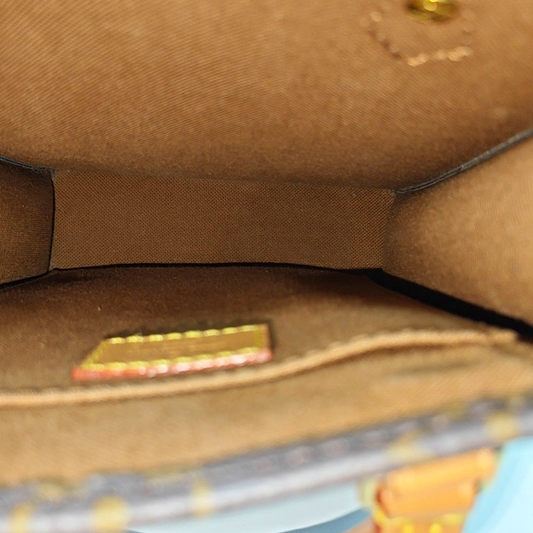 SAC PLAT Mini Monogram Coated Canvas Brown