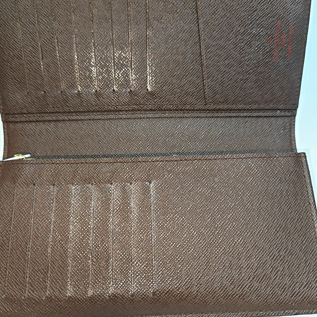 BRAZZA Damier Ebene Coated Canvas Brown Wallet