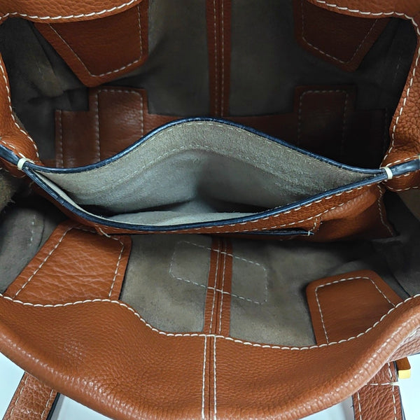 Calfskin Top Handle Bag Brown