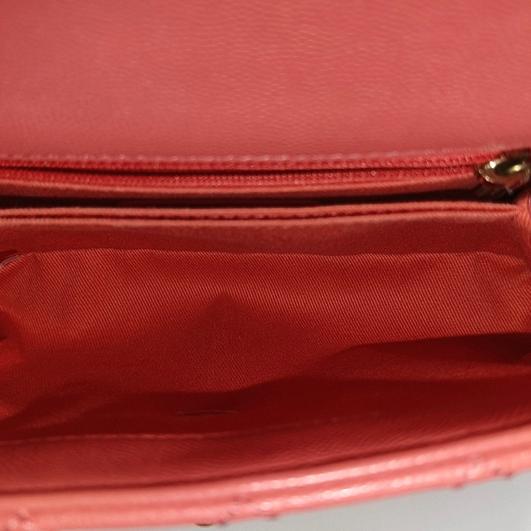 COCO HANDLE Small Quilted Grained Calfskin Pink