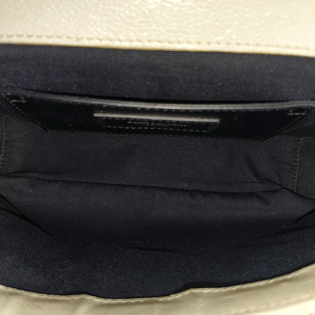Chevron Calfskin Shoulder Bag White